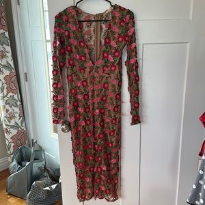 Stunning For Love and Lemons pink MIDI dress